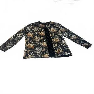 Notations Xl Floral Patterned Velvet Women's Blouse